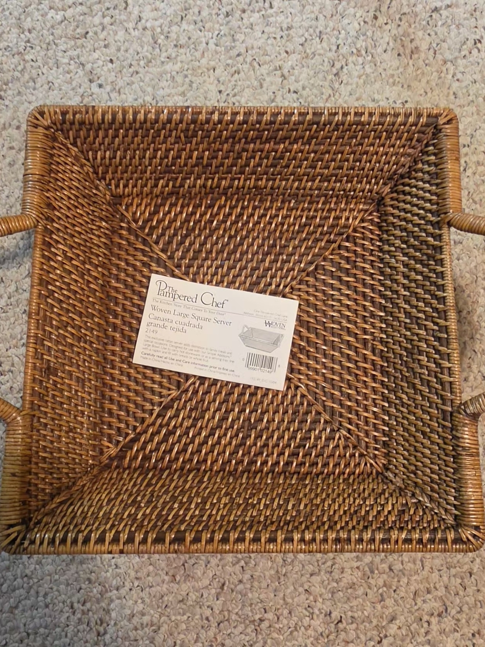 Pampered Chef Woven Square Server Tray - Brown